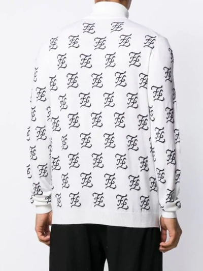 Shop Fendi Karligraphy Ff Monogram Knitted Sweater In F01lz Vela/nero