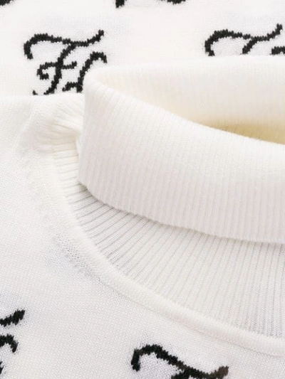 Shop Fendi Karligraphy Ff Monogram Knitted Sweater In F01lz Vela/nero