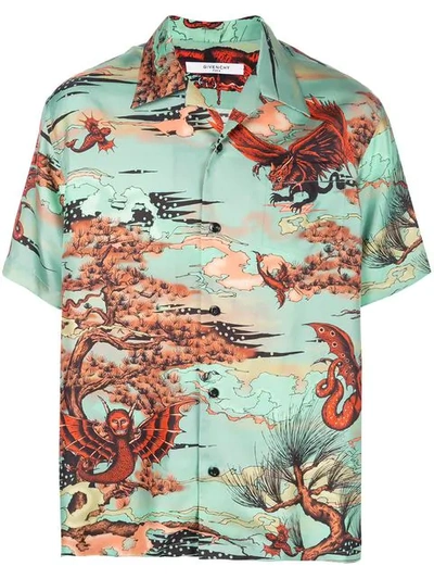 Shop Givenchy Mystical Creatures Print Shirt In Green