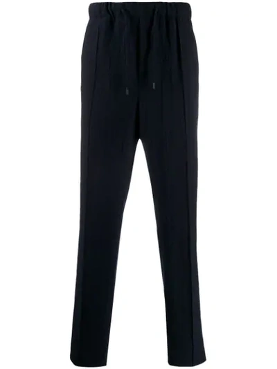 Shop Fendi Straight-leg Drawstring Trousers In Blue