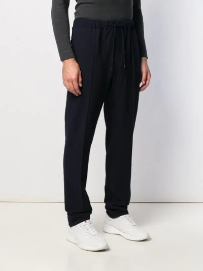 Shop Fendi Straight-leg Drawstring Trousers In Blue