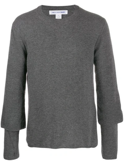 Shop Comme Des Garçons Shirt Layered Jumper In Grey