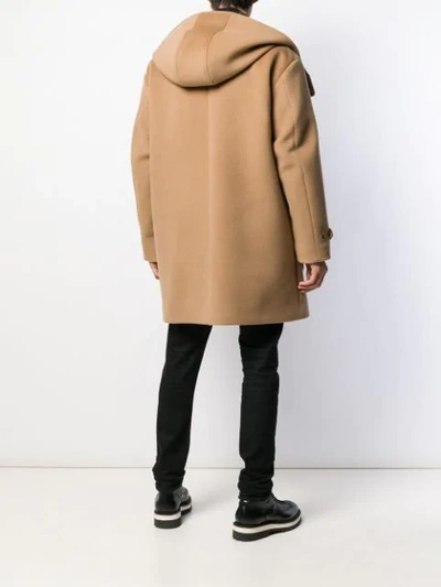 Shop Dsquared2 Oversized Hooded Coat In Brown