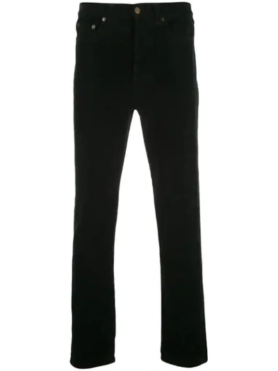 Shop Saint Laurent Corduroy Slim-fit Denim Jeans In Black