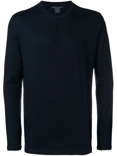 Shop Majestic Filatures Long-sleeve Buttoned T-shirt - Blue