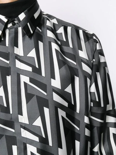 Shop Fendi Geometric Ff Logo Print Shirt In Black