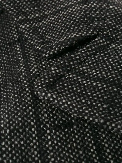 Shop Saint Laurent Checkered Double-breasted Coat In Black