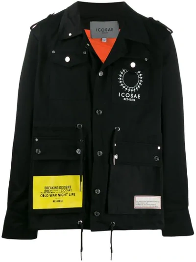 Shop Icosae Logo Print Jacket In Black