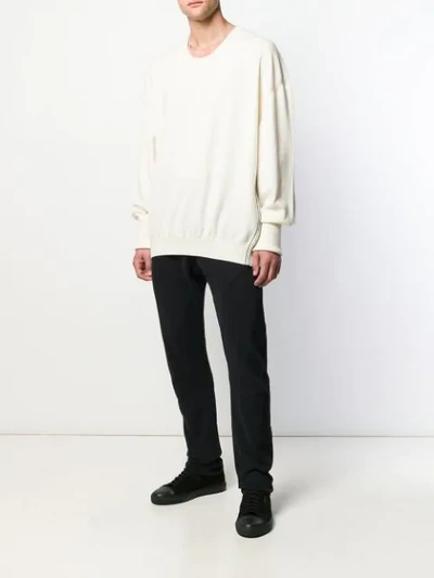 Shop Ann Demeulemeester Oversized Round Neck Sweater In White