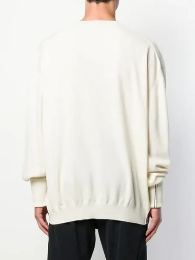 Shop Ann Demeulemeester Oversized Round Neck Sweater In White