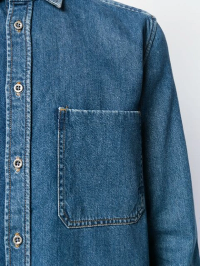 Shop Diesel Embroidered Logo Denim Shirt In Blue