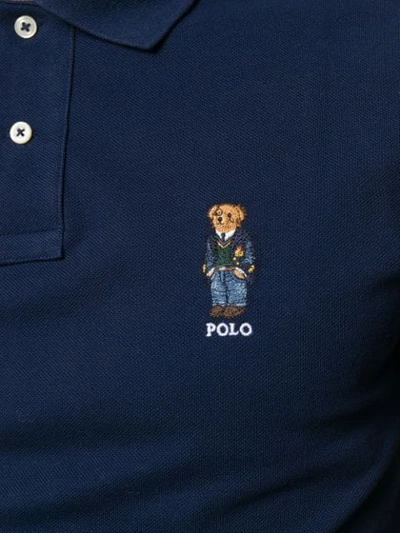 Shop Polo Ralph Lauren Embroidered Signature Teddy Polo Shirt In Blue