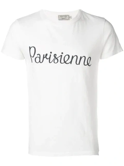 Shop Maison Kitsuné Parisienne-print T-shirt In White
