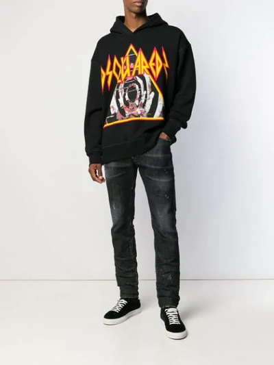 Shop Dsquared2 Graphic Print Hoodie In Black