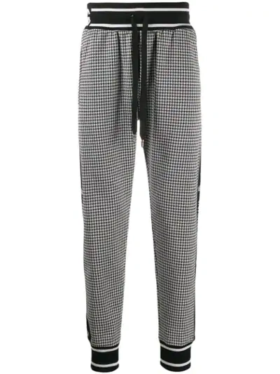 Shop Dolce & Gabbana Houndstooth Track Pants In Black