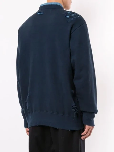 Shop Kolor Logo Distressed Sweatshirt In Blue