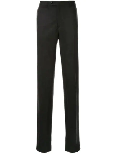 Shop Brioni Creased Slim Fit Trousers In Grey