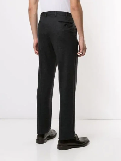 Shop Brioni Creased Slim Fit Trousers In Grey