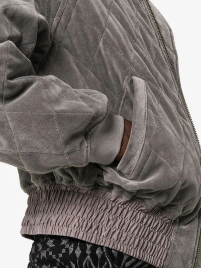 Shop Haider Ackermann Quilted Velvet Bomber Jacket In Grey