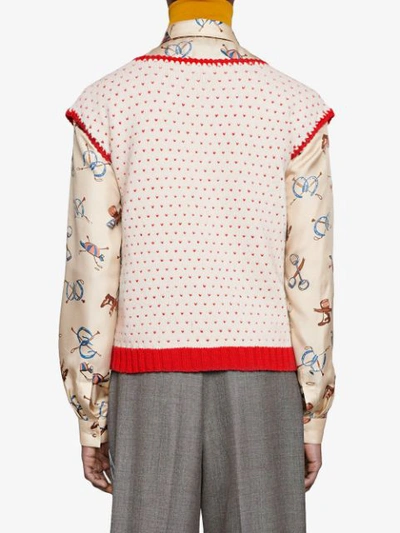 Shop Gucci Intarsia Lamb Sleeveless Jumper In White