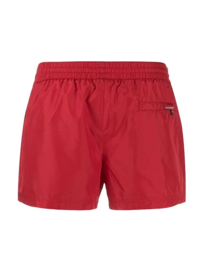Shop Dolce & Gabbana Drawstring Fitted Swim Shorts In Red
