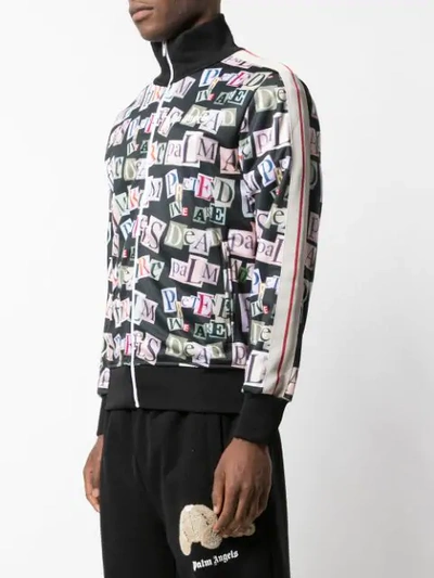 Shop Palm Angels Magazine Motif Zip-up Jacket In Black