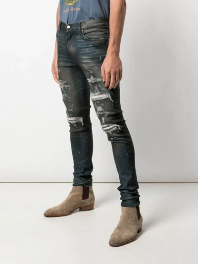 Amiri Cashmere Patch Skinny Jeans In Blue ,grey | ModeSens