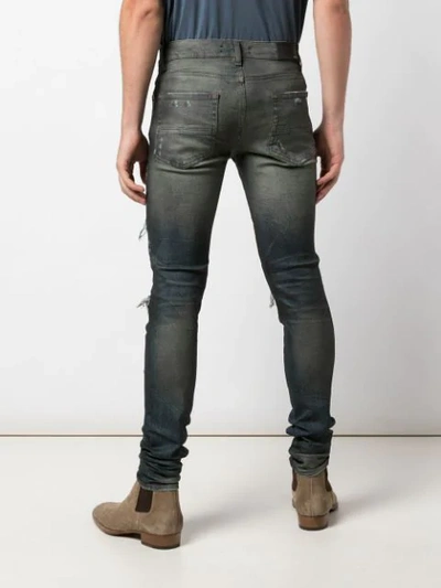 Shop Amiri Cashmere Patch Skinny Jeans In Blue ,grey