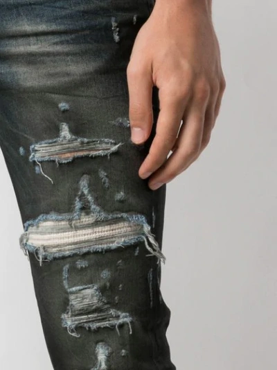 Shop Amiri Cashmere Patch Skinny Jeans In Blue ,grey