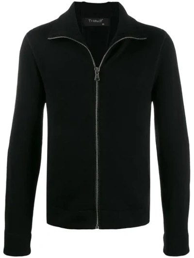 Shop Transit Slim-fit Zip-up Cardigan In Black