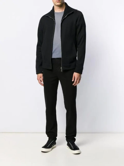 Shop Transit Slim-fit Zip-up Cardigan In Black