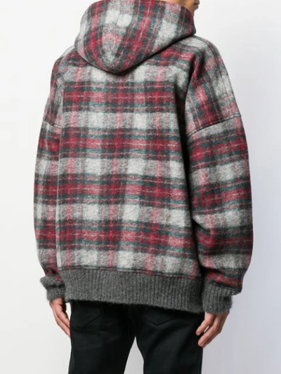 Shop Dsquared2 Oversized Plaid Hoodie In Grey Red