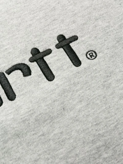 Shop Carhartt Logo Print Hoodie In Grey