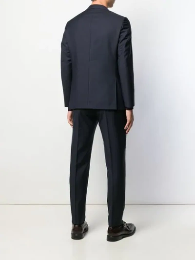 Caruso Pin Tuck Two Piece Suit In Blue