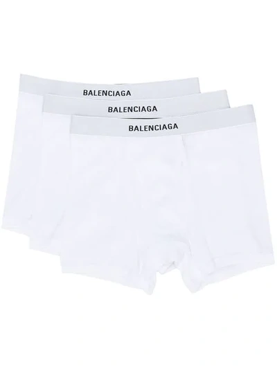 Shop Balenciaga Pack Of Three Branded Boxers In White