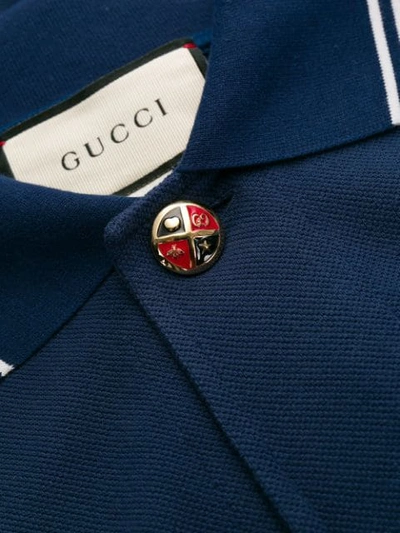 Shop Gucci Cotton Piquet Polo In 蓝色