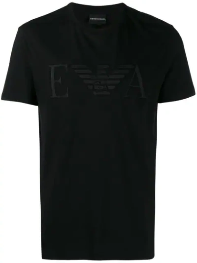 Shop Emporio Armani Logo Print Crew Neck T-shirt In Black