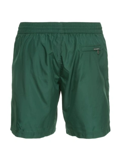 Shop Dolce & Gabbana Drawstring Fitted Swim In Green