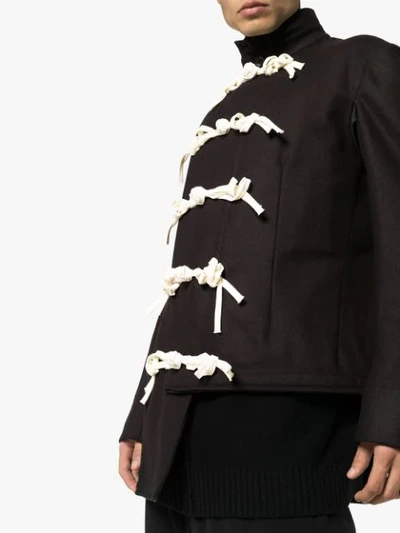 Shop Yohji Yamamoto Asymmetric Rope-fastening Coat In Black