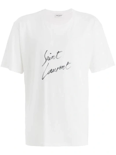 Shop Saint Laurent Logo Marked T-shirt In White