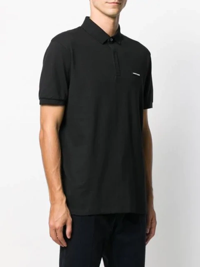 Shop Emporio Armani Patch Detail Polo Shirt In Black