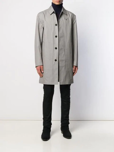 Shop Saint Laurent Houndstooth Print Raincoat In White