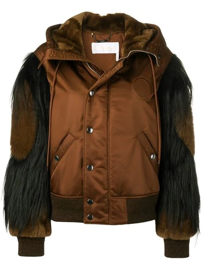 Shop Chloé Padded Leather Jacket In 209 Mustang Brown