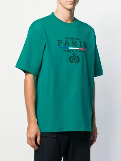 Shop Balenciaga Embroidered Logo T-shirt In Green