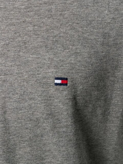 Shop Tommy Hilfiger Logo Embroidered T-shirt In Grey