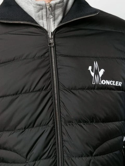 Shop Moncler Logo Padded Front Jacket In Black