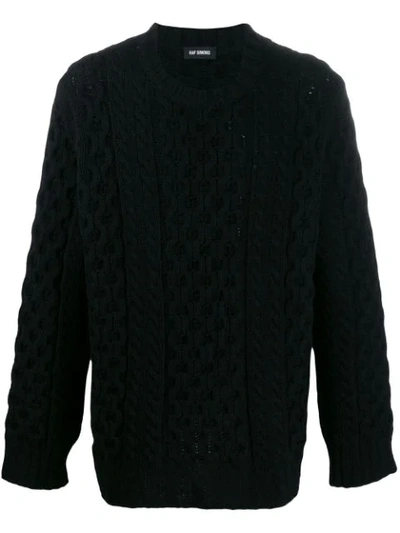 Shop Raf Simons Aran Knit Jumper In Black