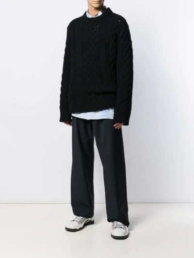 Shop Raf Simons Aran Knit Jumper In Black