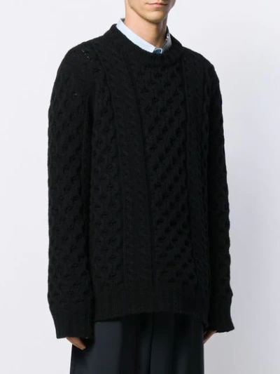 Shop Raf Simons Aran Knit Jumper In Black