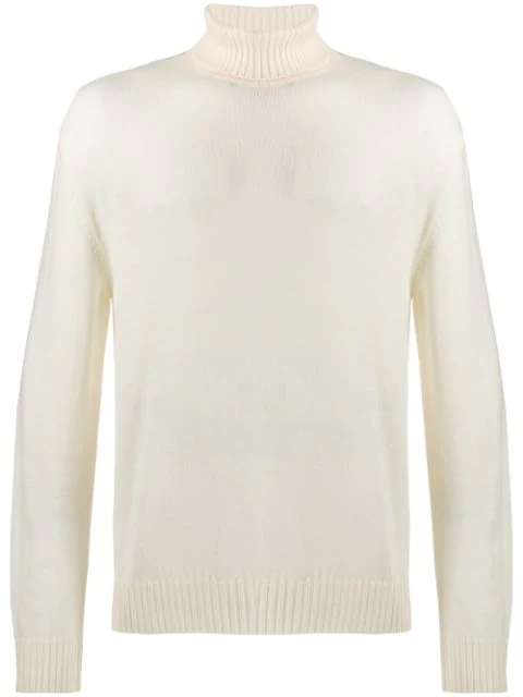 white roll neck knitted jumper